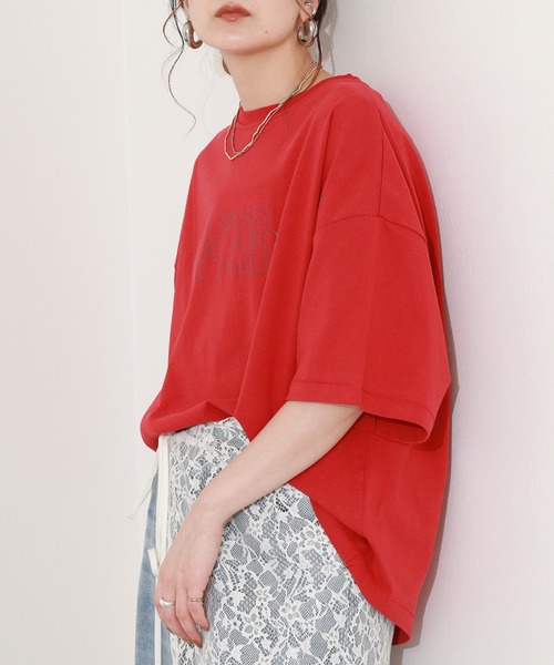 hunch(ハンチ)の「hunch アシメデザインカットソー 半袖(Tシャツ/カットソー・レディース・オフホワイト/レッド/チャコール・FREE)」の11枚目の写真