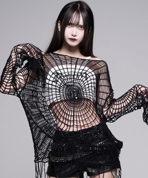 『REFLEM/レフレム』キャミソール付きスパイダーメッシュニット