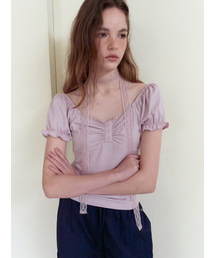Lace Scarf Puff T-Shirt, Lavender Pink