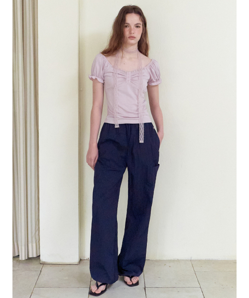 ETMON(エトモン)の「Lace Scarf Puff T-Shirt, Lavender Pink(Tシャツ/カットソー・レディース・その他・F)」の3枚目の写真