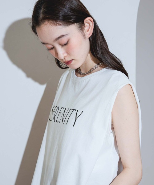 LAKOLE（ラコレ）の「＜接触冷感＞coolfiberロゴノースリーブ / 679638（Tシャツ/カットソー・レディース・ベージュ/オフホワイト/グリーン/ブラック・FREE）」の22枚目の写真