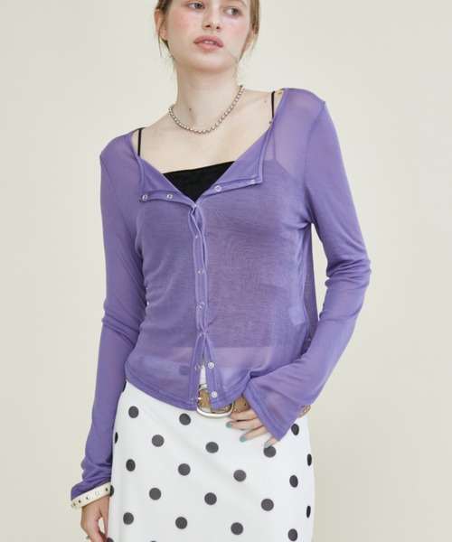 Rohwel(ローウェル)の「Airy Sheer Cardigan / エアリーシアーカーディガン(カーディガン/ボレロ・レディース・ミント/パープル/ブラック・FREE)」の16枚目の写真