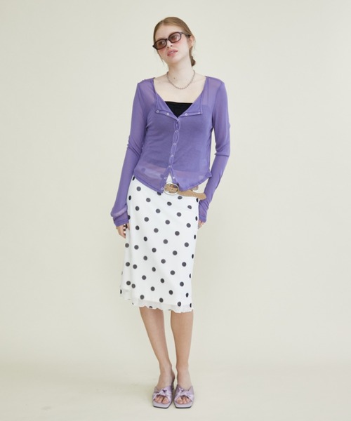 Rohwel(ローウェル)の「Airy Sheer Cardigan / エアリーシアーカーディガン(カーディガン/ボレロ・レディース・ミント/パープル/ブラック・FREE)」の9枚目の写真