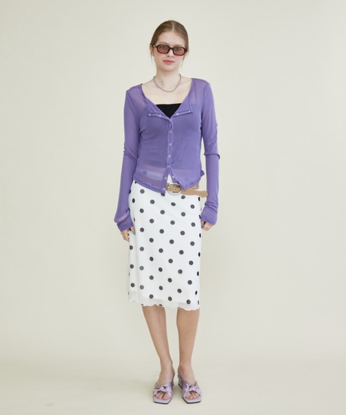 Rohwel(ローウェル)の「Airy Sheer Cardigan / エアリーシアーカーディガン(カーディガン/ボレロ・レディース・ミント/パープル/ブラック・FREE)」の10枚目の写真