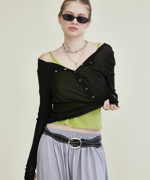 Rohwel(ローウェル)の「Airy Sheer Cardigan / エアリーシアーカーディガン(カーディガン/ボレロ・レディース・ミント/パープル/ブラック・FREE)」の12枚目の写真