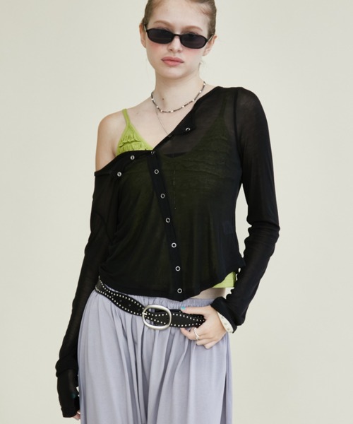 Rohwel(ローウェル)の「Airy Sheer Cardigan / エアリーシアーカーディガン(カーディガン/ボレロ・レディース・ミント/パープル/ブラック・FREE)」の14枚目の写真