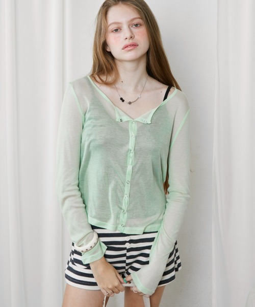 Rohwel(ローウェル)の「Airy Sheer Cardigan / エアリーシアーカーディガン(カーディガン/ボレロ・レディース・ミント/パープル/ブラック・FREE)」の21枚目の写真