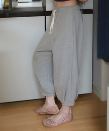WOOALONG | Balloon capri sweat pants -MELANGE GREY(スウェットパンツ)