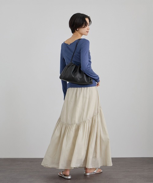 SALON adam et rope'(サロン アダム エ ロペ)の「【W S(ドゥーブル)】ソフトレザードロストミドルバッグ(ハンドバッグ・レディース・ダークブラウン/ブラック・FREE)」の12枚目の写真
