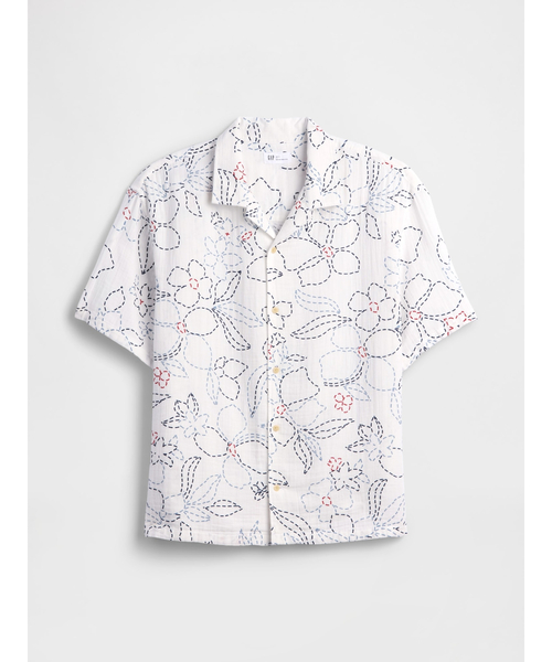 GAP(ギャップ)の「ボックスシルエット ガーゼ バケーションシャツ(シャツ/ブラウス・メンズ・ホワイト/ライトブルー・XL/M/XS/S/L)」の12枚目の写真