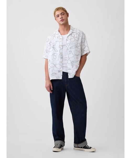 GAP(ギャップ)の「ボックスシルエット ガーゼ バケーションシャツ(シャツ/ブラウス・メンズ・ホワイト/ライトブルー・XL/M/XS/S/L)」の3枚目の写真