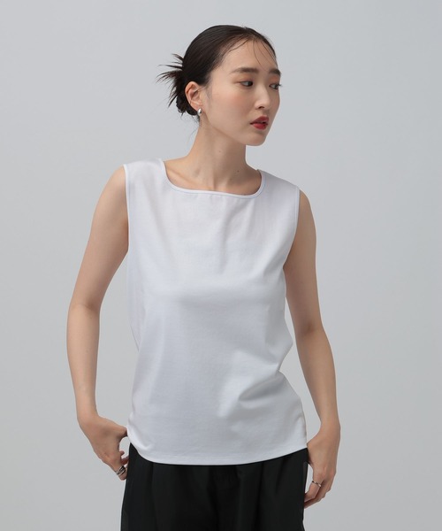 LEPSIM(レプシィム)の「《オフィスライン》機能シルクタッチノースリーブ 812671(Tシャツ/カットソー・レディース・ブラック/オフホワイト・FREE)」の3枚目の写真