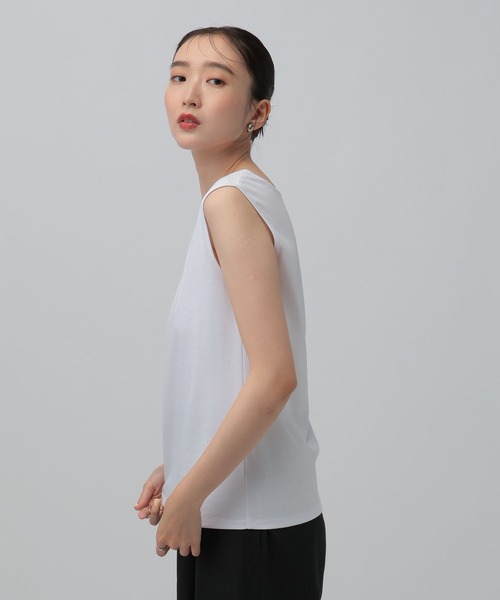 LEPSIM(レプシィム)の「《オフィスライン》機能シルクタッチノースリーブ 812671(Tシャツ/カットソー・レディース・ブラック/オフホワイト・FREE)」の5枚目の写真