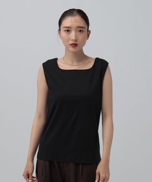 LEPSIM(レプシィム)の「《オフィスライン》機能シルクタッチノースリーブ 812671(Tシャツ/カットソー・レディース・ブラック/オフホワイト・FREE)」の9枚目の写真