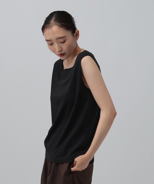 LEPSIM(レプシィム)の「《オフィスライン》機能シルクタッチノースリーブ 812671(Tシャツ/カットソー・レディース・ブラック/オフホワイト・FREE)」の10枚目の写真