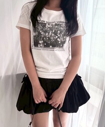フレンチロゴフレームフォトプリントショート丈半袖Tシャツ