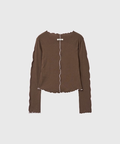GENERAL IDEA(ジェネラルアイデア)の「GENERAL IDEA/ジェネラルアイディア INTERLOCK SLIM FIT T-SHIRT インターロックスリムフィットTシャツ メロー パイピング 配色 クルーネック ラウンドネック レディース 秋 秋服 2026年秋冬(Tシャツ/カットソー・レディース・クリーム/ブラウン・S/M/L)」の9枚目の写真