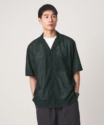 ダイヤ ヘリンボーン メッシュ オープンカラー 半袖 シャツ