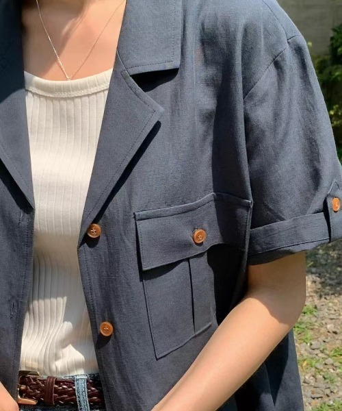 FACTOTUM(ファクトタム)の「襟付きシングルブレストシャツ(シャツ/ブラウス・レディース・ネイビー/ブルー/ライトベージュ/キャメル・FREE)」の12枚目の写真