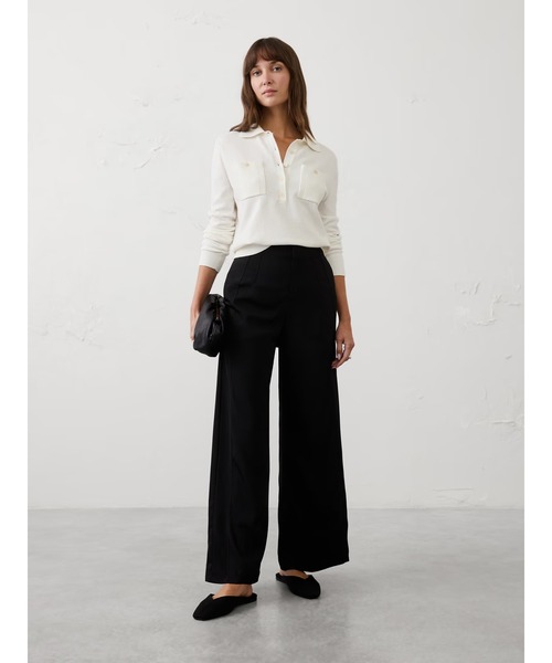 BANANA REPUBLIC FACTORY STORE(バナナリパブリック ファクトリーストア)の「BANANA REPUBLIC FACTORY STORE ワイドレッグ ハイライズ シーンツイルパンツ(その他パンツ・レディース・ワイン/ブラック/オリーブ/ダークグレー・0/2/4/6/8)」の12枚目の写真