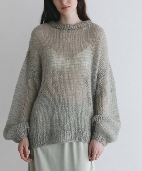 anuke（アンヌーク）の「anuke　Lowgauge Mohair Knit ローゲージモヘアニット/62620533（ニット/セーター・レディース・ミント・ONE SIZE）」の5枚目の写真