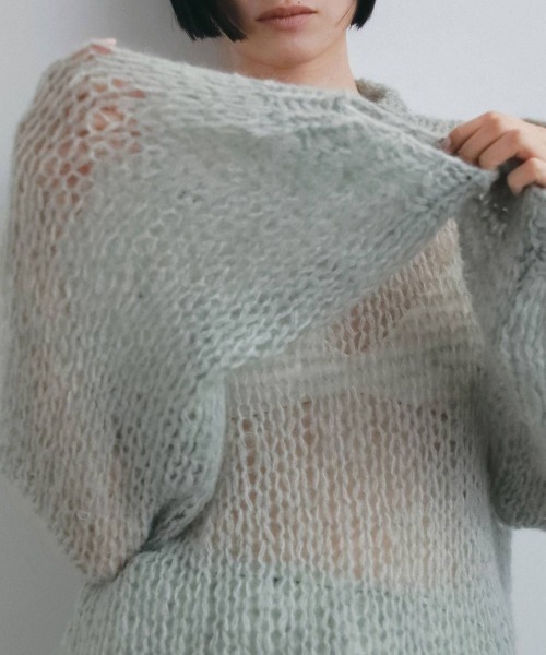 anuke（アンヌーク）の「anuke　Lowgauge Mohair Knit ローゲージモヘアニット/62620533（ニット/セーター・レディース・ミント・ONE SIZE）」の3枚目の写真