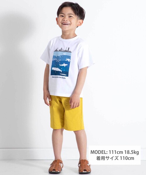 BeBe（ベベ）の「ウミノナカプリント天竺半袖Tシャツ(90~140cm)（Tシャツ/カットソー・キッズ・ホワイト・140cm/130cm）」の2枚目の写真