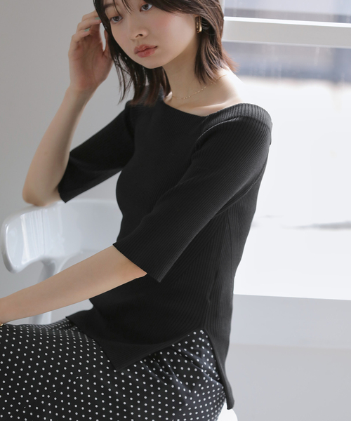 La TOTALITE(ラトータリテ)の「【洗える】リブボートネックニット(ニット/セーター・レディース・ブラック/ピンク/ブラック系その他・FREE)」の9枚目の写真