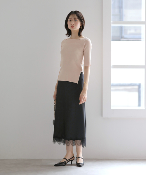 La TOTALITE(ラトータリテ)の「【洗える】リブボートネックニット(ニット/セーター・レディース・ブラック/ピンク/ブラック系その他・FREE)」の16枚目の写真