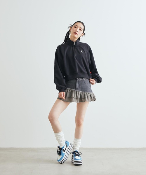 JORDAN BRAND(ジョーダンブランド)の「ジョーダン ブルックリン フリース ウィメンズ クロップド 1/4ジップ トレーナー / Jordan Brooklyn Fleece Women's Cropped 1/4-Zip Pullover IV7532-010 Black(スウェット・レディース・ブラック・XL/S/M/L/XS)」の5枚目の写真