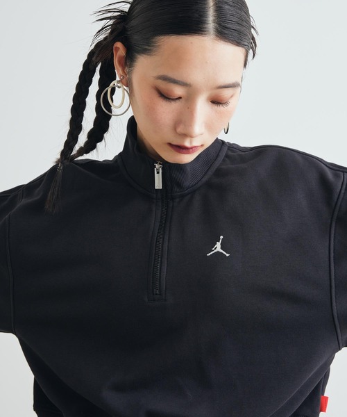 JORDAN BRAND(ジョーダンブランド)の「ジョーダン ブルックリン フリース ウィメンズ クロップド 1/4ジップ トレーナー / Jordan Brooklyn Fleece Women's Cropped 1/4-Zip Pullover IV7532-010 Black(スウェット・レディース・ブラック・XL/S/M/L/XS)」の4枚目の写真