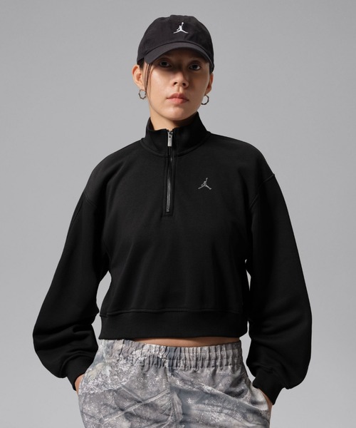 JORDAN BRAND(ジョーダンブランド)の「ジョーダン ブルックリン フリース ウィメンズ クロップド 1/4ジップ トレーナー / Jordan Brooklyn Fleece Women's Cropped 1/4-Zip Pullover IV7532-010 Black(スウェット・レディース・ブラック・XL/S/M/L/XS)」の8枚目の写真
