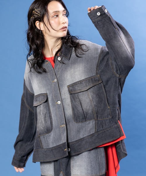 OSMOSIS（オズモーシス）の「セルロースデニム切替ジャケット（デニムジャケット・レディース・ブラック系その他/ブルー/ブルー系その他・ONE SIZE）」の13枚目の写真