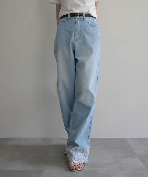 Rashik（ラシク）の「【Rashik】裾レースクールタッチデニム（デニムパンツ・レディース・アイボリー/ライトブルー・S/M）」の13枚目の写真