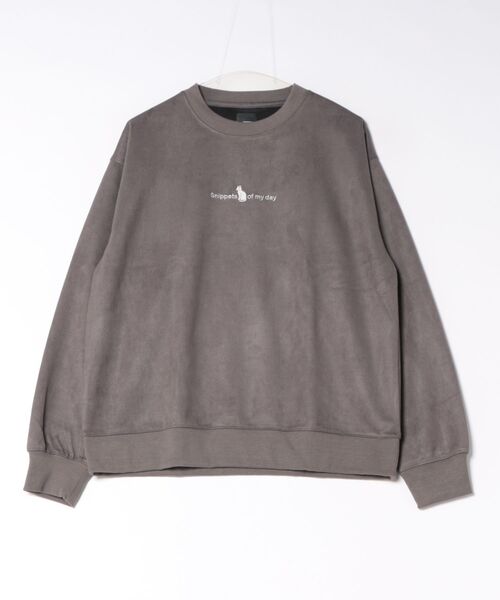 ANPAS(アンパス)の「Cat & Girl Graphic Ponte Suede Sweatshirt / ポンチスエード ネコ&ガール グラフィック スウェット メンズ レディース ユニセックス トレーナー バックプリント 秋冬 トップス(スウェット・レディース・チャコール/ワイン/グレー/アイボリー・M/L)」の3枚目の写真