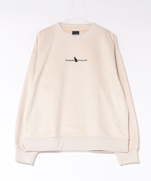 ANPAS(アンパス)の「Cat & Girl Graphic Ponte Suede Sweatshirt / ポンチスエード ネコ&ガール グラフィック スウェット メンズ レディース ユニセックス トレーナー バックプリント 秋冬 トップス(スウェット・レディース・チャコール/ワイン/グレー/アイボリー・M/L)」の1枚目の写真