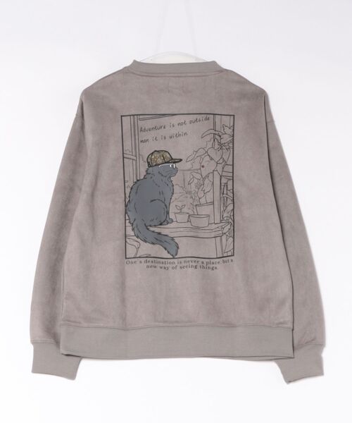 ANPAS(アンパス)の「Cat & Girl Graphic Ponte Suede Sweatshirt / ポンチスエード ネコ&ガール グラフィック スウェット メンズ レディース ユニセックス トレーナー バックプリント 秋冬 トップス(スウェット・レディース・チャコール/ワイン/グレー/アイボリー・M/L)」の6枚目の写真