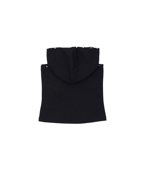 NO EXTRA TOUCH(ノー・エクストラ・タッチ)の「Eyelet Hoodie Sleeveless (Black) / 26SMSL004BK(Tシャツ/カットソー・レディース・ブラック・MEDIUM/SMALL)」の3枚目の写真