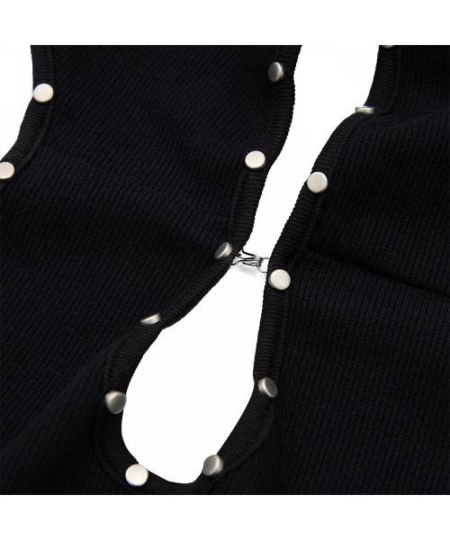 NO EXTRA TOUCH(ノー・エクストラ・タッチ)の「Eyelet Hoodie Sleeveless (Black) / 26SMSL004BK(Tシャツ/カットソー・レディース・ブラック・MEDIUM/SMALL)」の2枚目の写真