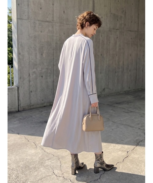 Sew loop（ソーループ）の「パイピングシャドーストライプ長袖Aラインワンピース（ワンピース・レディース・ブラック/パープル・FREE）」の18枚目の写真