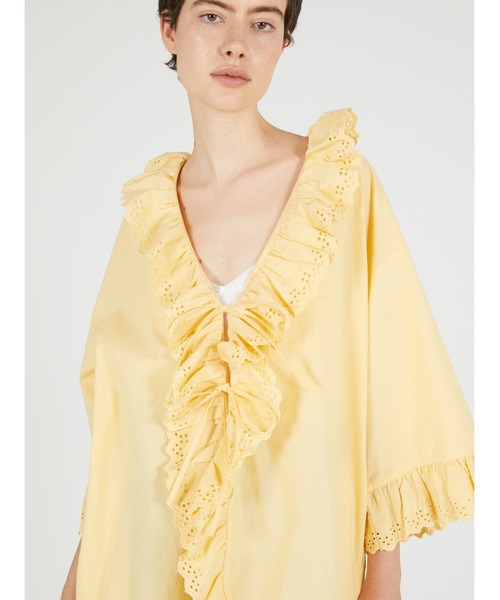 crinkle crinkle crinkle(クリンクルクリンクルクリンクル)の「【crinkle crinkle crinkle】frill gawn blouse/フリルガウンブラウス(シャツ/ブラウス・レディース・ブラック/ベージュ・FREE)」の6枚目の写真