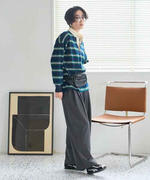 FREAK'S STORE(フリークスストア)の「FRUIT OF THE LOOM×FREAK'S STORE/フルーツオブザルーム 別注 ラガーシャツ/ラグビーシャツ(シャツ/ブラウス・レディース・チャコール/グレー/ネイビー・フリ-)」の6枚目の写真