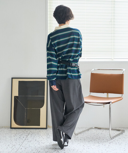FREAK'S STORE(フリークスストア)の「FRUIT OF THE LOOM×FREAK'S STORE/フルーツオブザルーム 別注 ラガーシャツ/ラグビーシャツ(シャツ/ブラウス・レディース・チャコール/グレー/ネイビー・フリ-)」の8枚目の写真