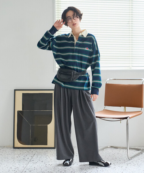 FREAK'S STORE(フリークスストア)の「FRUIT OF THE LOOM×FREAK'S STORE/フルーツオブザルーム 別注 ラガーシャツ/ラグビーシャツ(シャツ/ブラウス・レディース・チャコール/グレー/ネイビー・フリ-)」の9枚目の写真