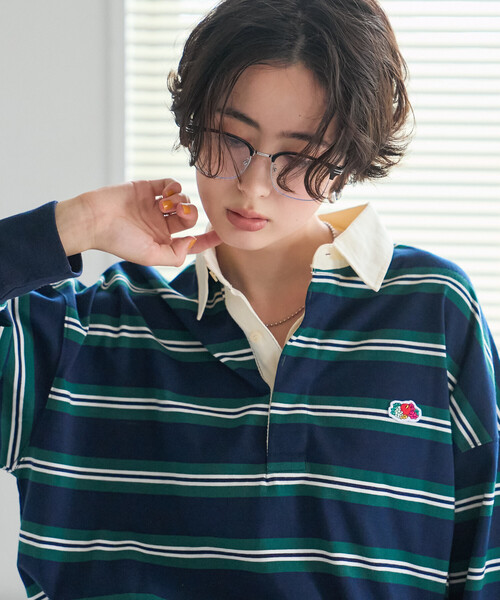 FREAK'S STORE(フリークスストア)の「FRUIT OF THE LOOM×FREAK'S STORE/フルーツオブザルーム 別注 ラガーシャツ/ラグビーシャツ(シャツ/ブラウス・レディース・チャコール/グレー/ネイビー・フリ-)」の10枚目の写真