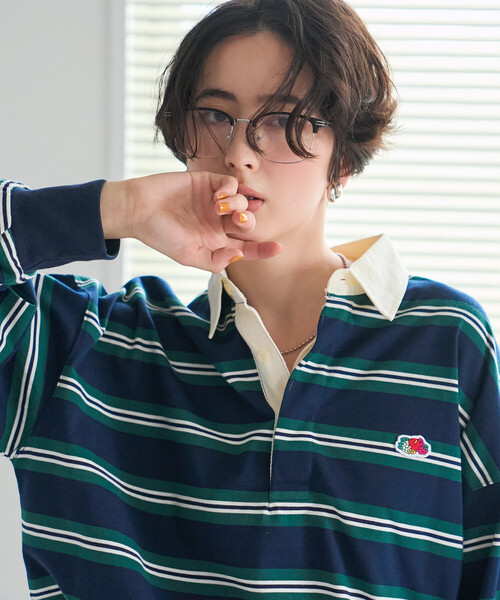 FREAK'S STORE(フリークスストア)の「FRUIT OF THE LOOM×FREAK'S STORE/フルーツオブザルーム 別注 ラガーシャツ/ラグビーシャツ(シャツ/ブラウス・レディース・チャコール/グレー/ネイビー・フリ-)」の12枚目の写真