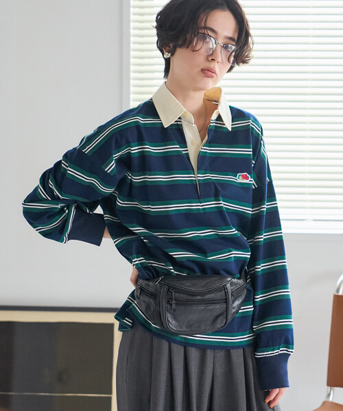 FREAK'S STORE(フリークスストア)の「FRUIT OF THE LOOM×FREAK'S STORE/フルーツオブザルーム 別注 ラガーシャツ/ラグビーシャツ(シャツ/ブラウス・レディース・チャコール/グレー/ネイビー・フリ-)」の17枚目の写真