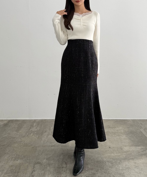 CENEA(セネア)の「ラメツイードマーメイドスカート(スカート・レディース・ブラック/アイボリー/ブルーグレー・X-LARGE/LARGE/MEDIUM/SMALL)」の9枚目の写真