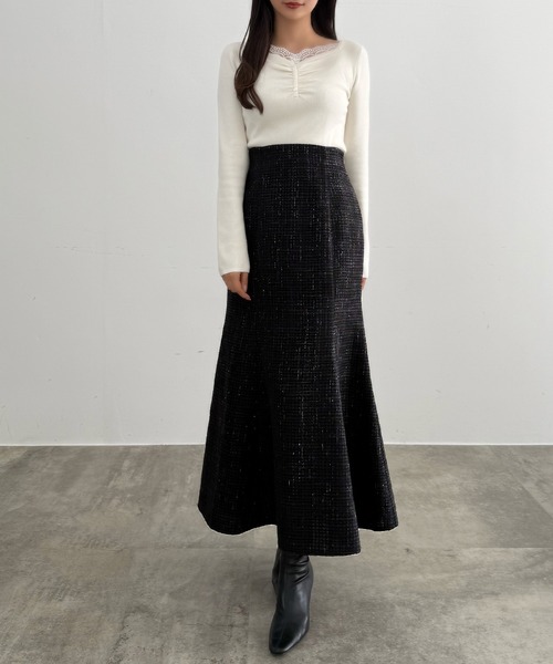CENEA(セネア)の「ラメツイードマーメイドスカート(スカート・レディース・ブラック/アイボリー/ブルーグレー・X-LARGE/LARGE/MEDIUM/SMALL)」の10枚目の写真