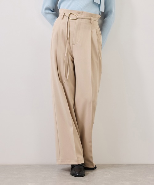 VIS(ビス)の「リングベルトタックワイドパンツ(その他パンツ・レディース・チャコールグレー/ベージュ系その他/ダークブラウン・M/L/S/SS)」の3枚目の写真